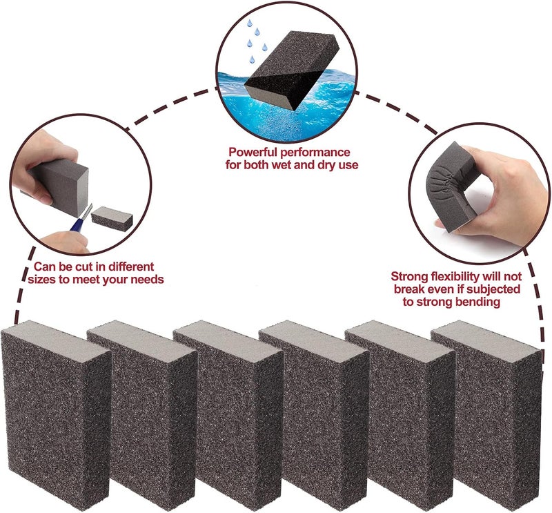 Jersvimc 36 Grit Coarse Sanding Block - 12Pcs, Wet Dry Sanding Sponge Foam Sandpaper Block Washable & Reusable Sandpaper Sponge for Drywall Wood Plastic Metal Furniture - Image 4